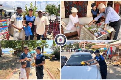 Alanya'da turistlere 4 dilde güvenlik rehberi... Polislerden kent haritası dağıtımı